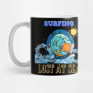 Lost at Sea Surfing Design Mug